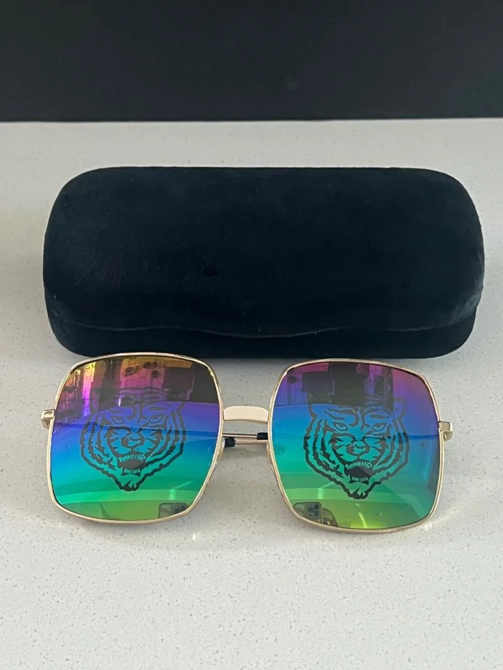 Gucci GG0414S square tiger sunglasses